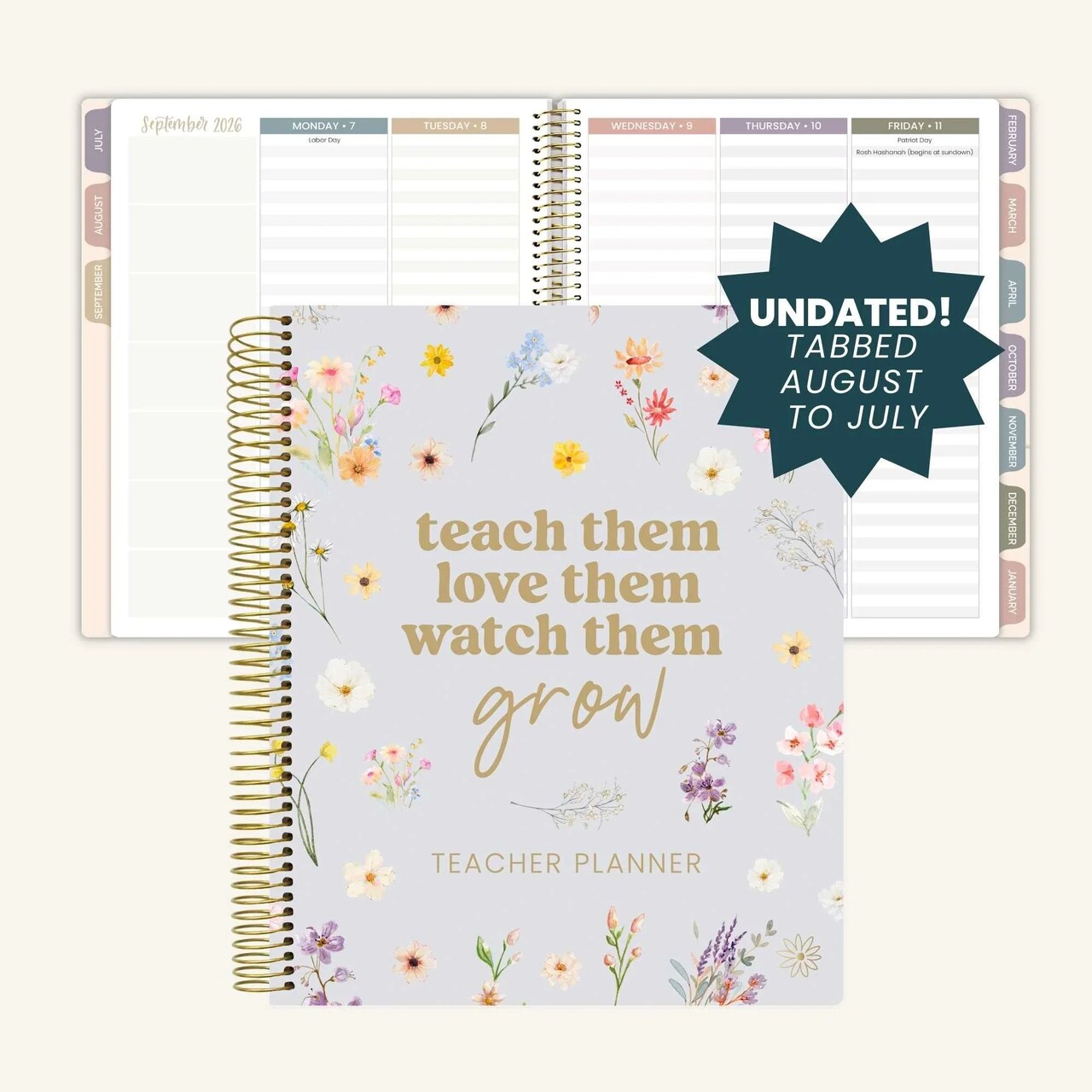 Undated Teacher Planner & Lesson Plan Book, 7 Period, 9" x 11" – Teach Them Love Them